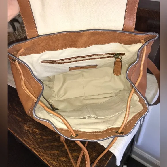 Frye Leather Kayla Knotted Backpack Cognac Nutmeg Brown Retail $458 - Picture 13 of 15